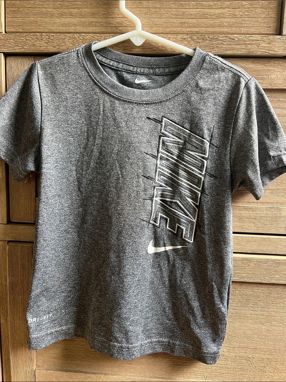 Nike Gray Heather Dri-FIT Short Sleeve Tee with White Logo